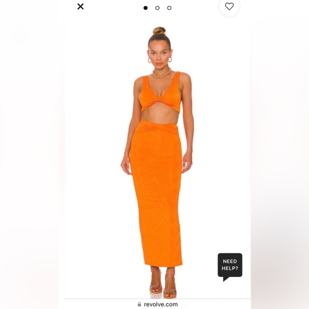 Revolve Orange Two-Piece Twist Crop & Maxi Skirt Dress - Picture 3 of 6